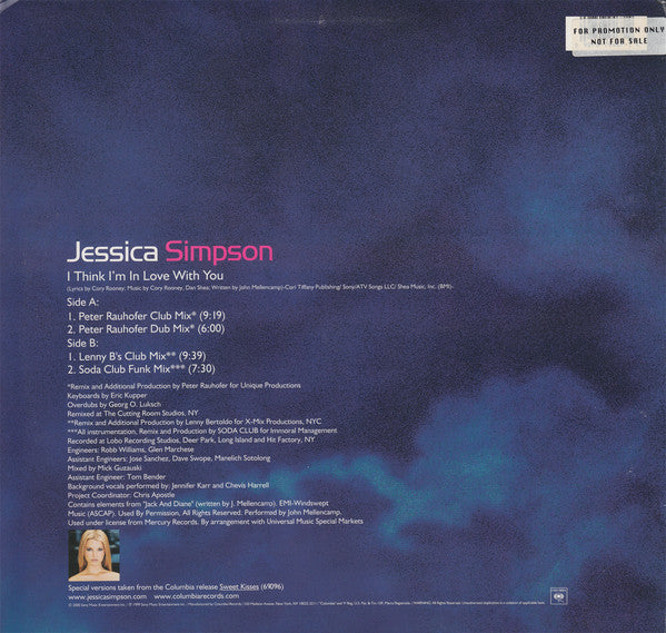 Jessica Simpson : I Think I'm In Love With You (12")