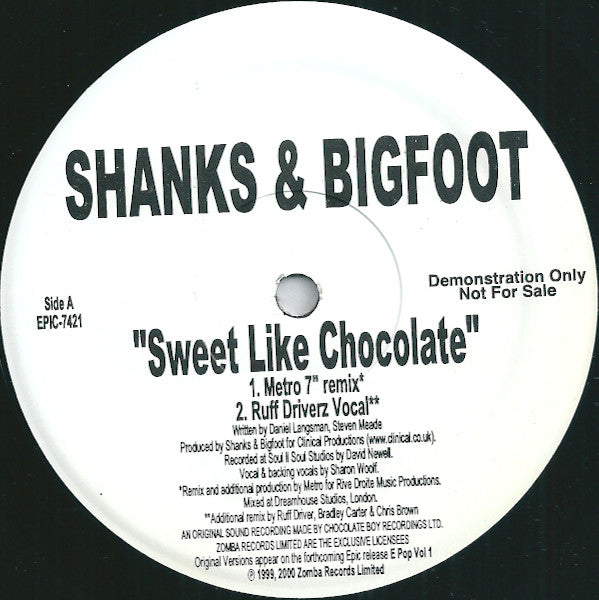 Shanks & Bigfoot / Rednex : Sweet Like Chocolate / The Spirit Of The Hawk (12", Maxi, Promo)