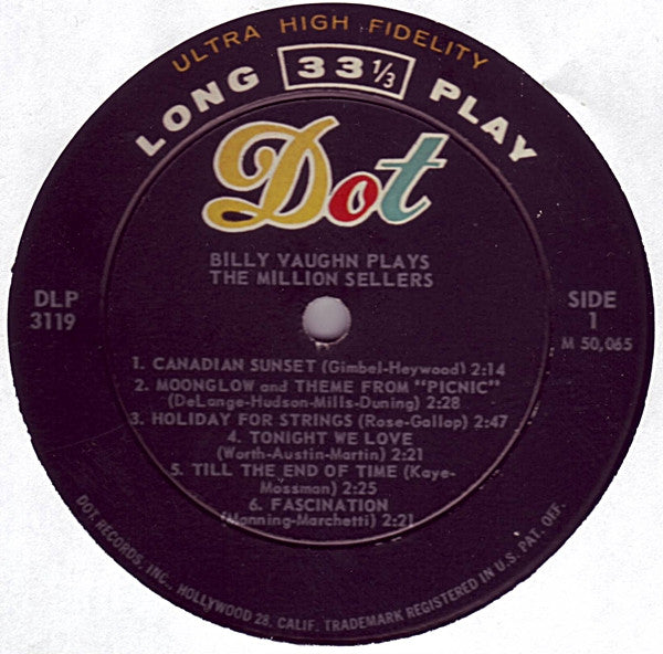 Billy Vaughn : Billy Vaughn Plays The Million Sellers (LP, Album)