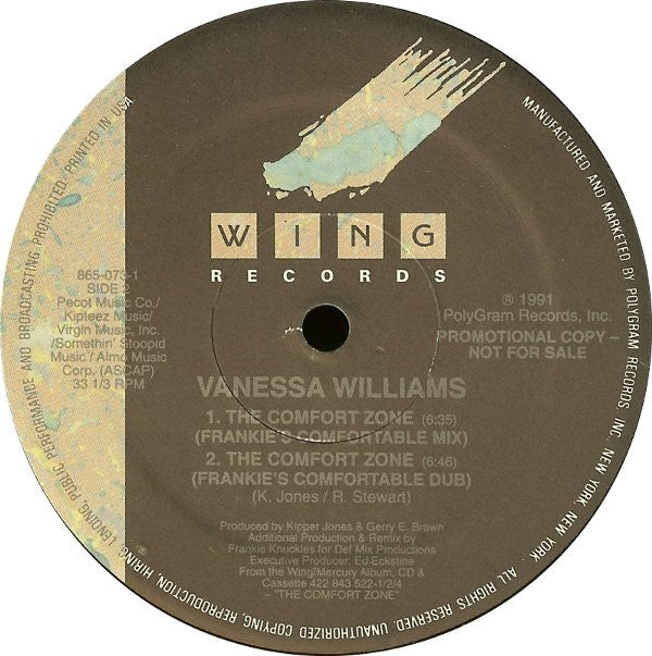 Vanessa Williams : The Comfort Zone (12", Promo)