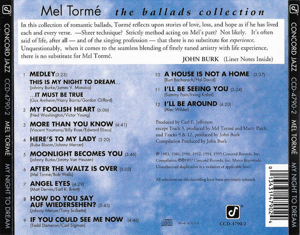 Mel Tormé : My Night To Dream  (CD, Comp)