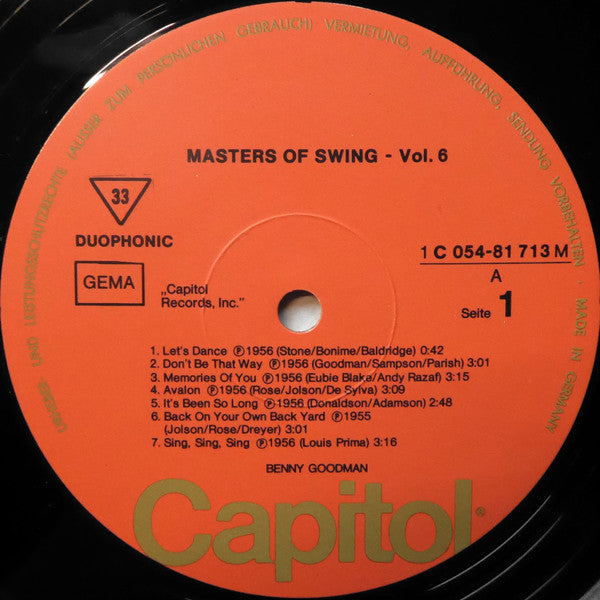 Benny Goodman : Masters Of Swing Vol. 6 (LP, Comp)