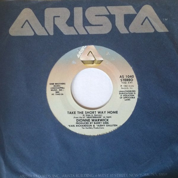 Dionne Warwick : Take The Short Way Home (7", Single, Spe)