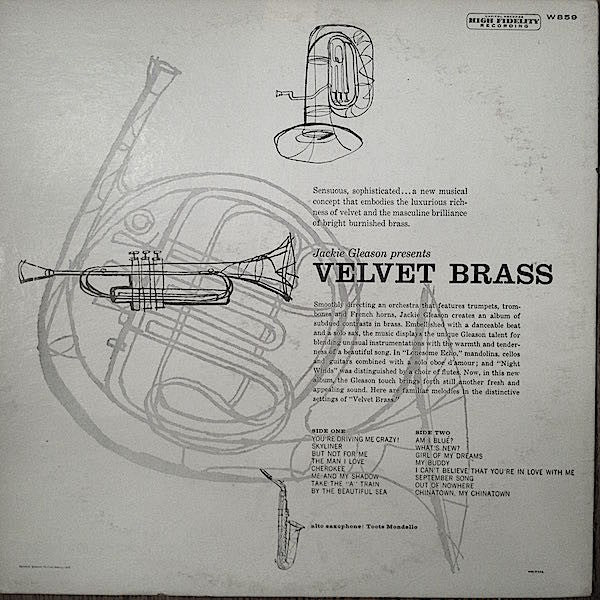 Jackie Gleason : Velvet Brass (LP, Album, Mono, Scr)