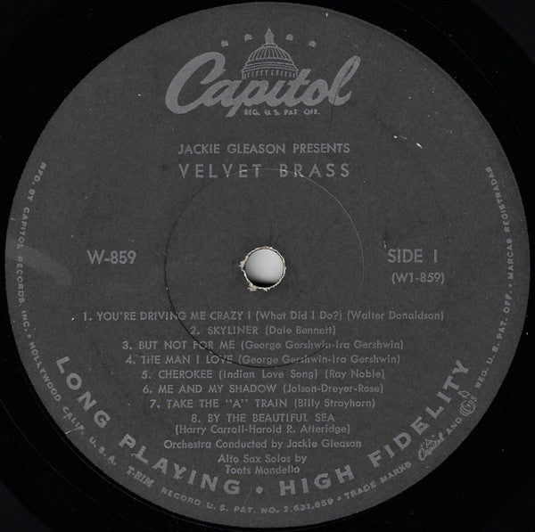 Jackie Gleason : Velvet Brass (LP, Album, Mono, Scr)