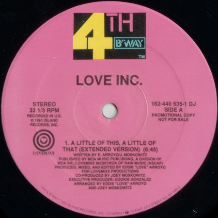 Love Inc. (3) : A Little Of This, A Little Of That (12", Promo)