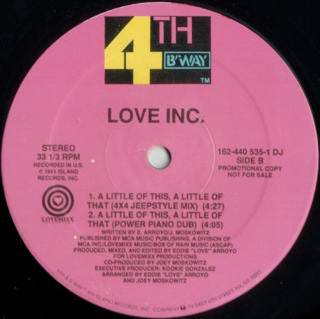 Love Inc. (3) : A Little Of This, A Little Of That (12", Promo)