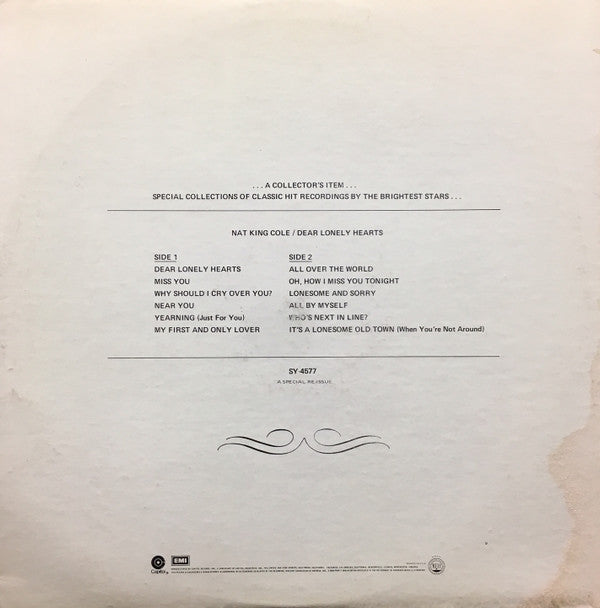 Nat King Cole : Dear Lonely Hearts (LP, Album, Comp, RE, Jac)