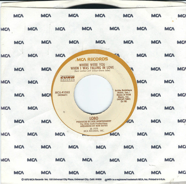 Lobo (3) : Where Were You When I Was Falling In Love (7", Single, Pin)