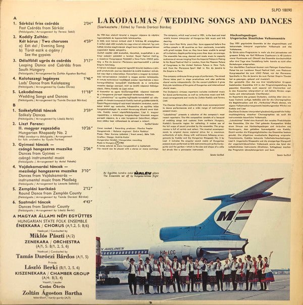 Magyar Állami Népi Együttes Ének- És Zenekara : Wedding Songs And Dances = Lakodalmas (LP)