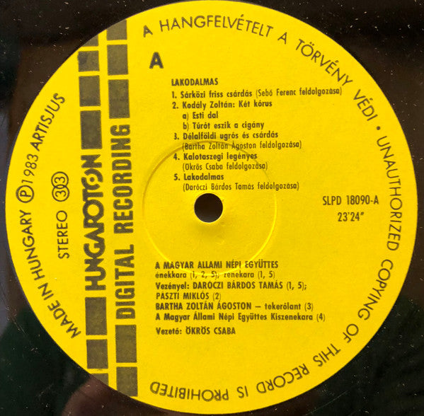 Magyar Állami Népi Együttes Ének- És Zenekara : Wedding Songs And Dances = Lakodalmas (LP)