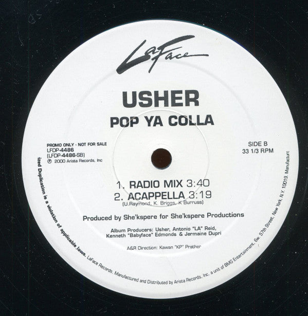 Usher : Pop Ya Colla (12", Promo)