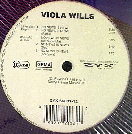 Viola Wills : No News Is News (12")