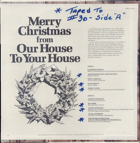 Various : Merry Christmas From Our House To Your House (LP, Comp)