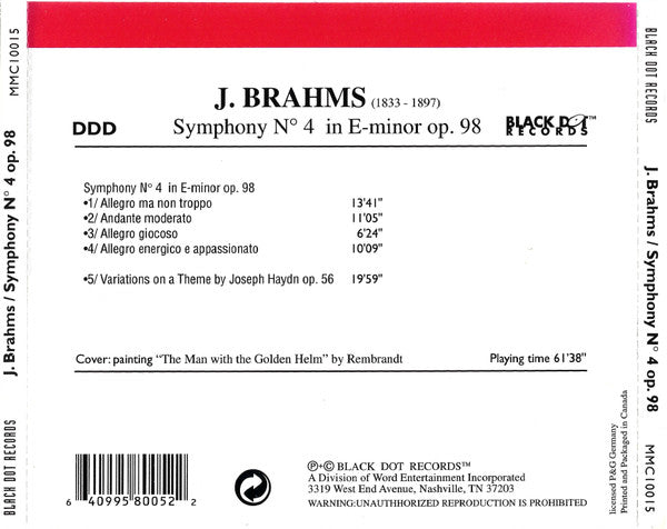 Brahms*, Joseph Haydn : Symphony No. 4 In E Minor Op. 98, Variations On A Theme Op. 56 (CD, Comp)