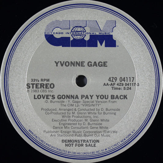 Yvonne Gage : Love's Gonna Pay You Back (12", Promo)