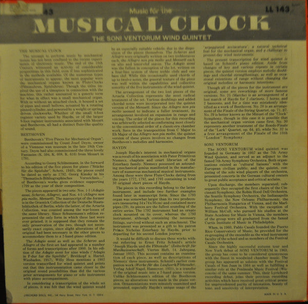 Ludwig van Beethoven, Joseph Haydn - Soni Ventorum Wind Quintet : Music For The Musical Clock (LP)