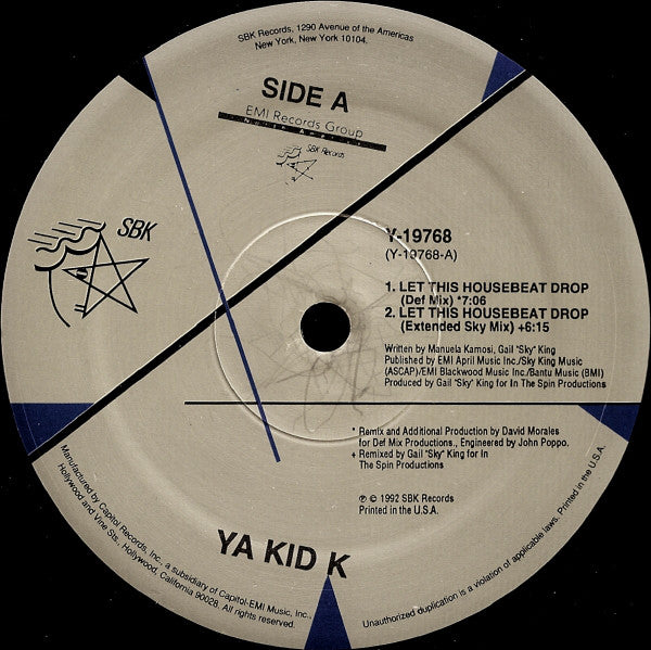 Ya Kid K : Let This Housebeat Drop (12")