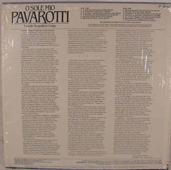 Luciano Pavarotti : O Sole Mio Favorite Neapolitan Songs (LP, Comp)