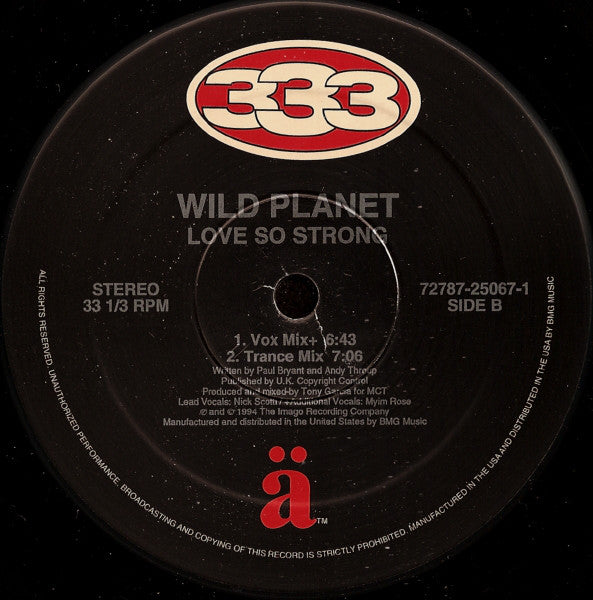 Wild Planet (2) : Love So Strong (12")