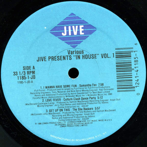 Various : Jive Presents "In House" Volume 1 (Full Length Extended Remixes) (LP, Comp)