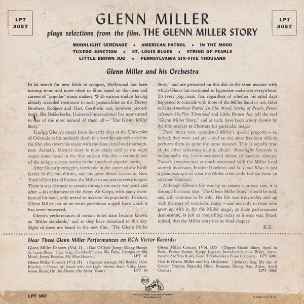 Glenn Miller : Glenn Miller Plays Selections From The Film "The Glenn Miller Story" (10", Comp)