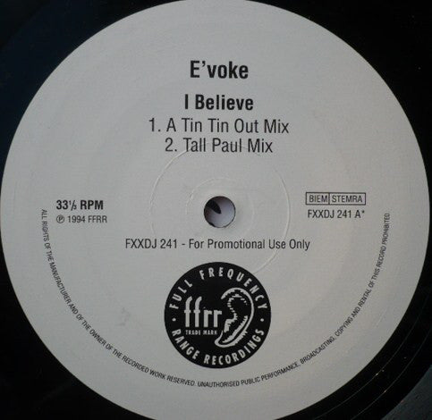 E'voke : I Believe (12", Promo)