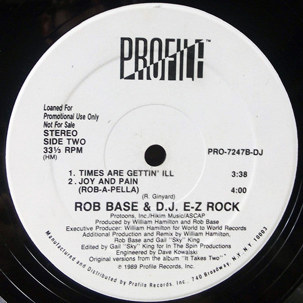 Rob Base & DJ E-Z Rock : Joy And Pain (Remix) (12", Promo)