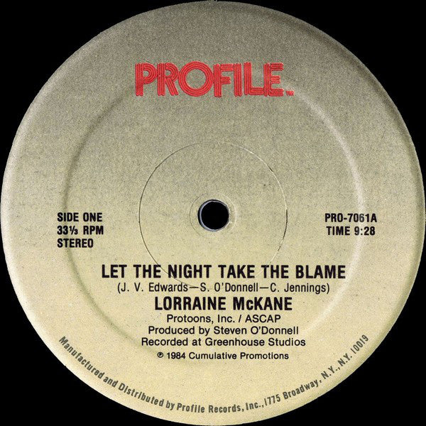 Lorraine McKane : Let The Night Take The Blame (12", Single)