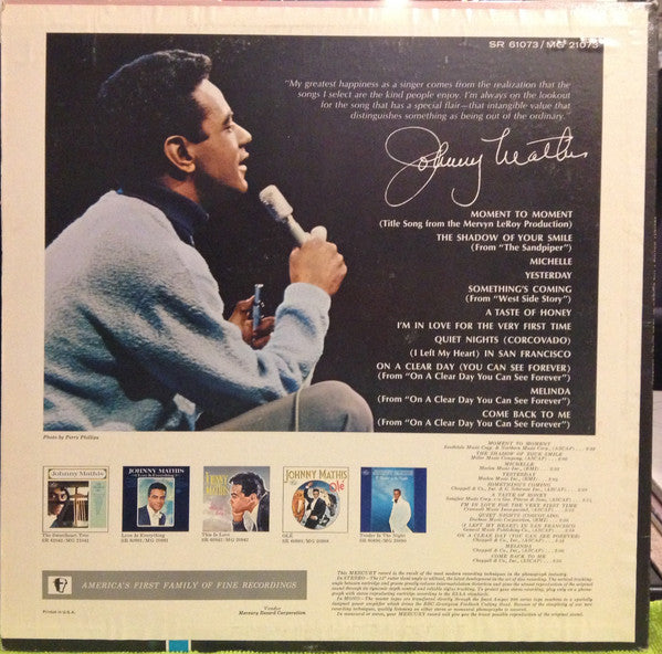 Johnny Mathis : The Shadow Of Your Smile (LP, Album, Mono)