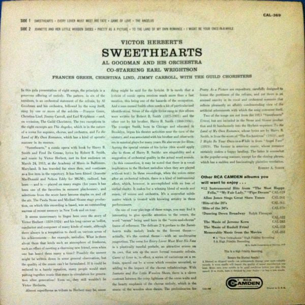 Al Goodman And His Orchestra : Sweethearts (LP)