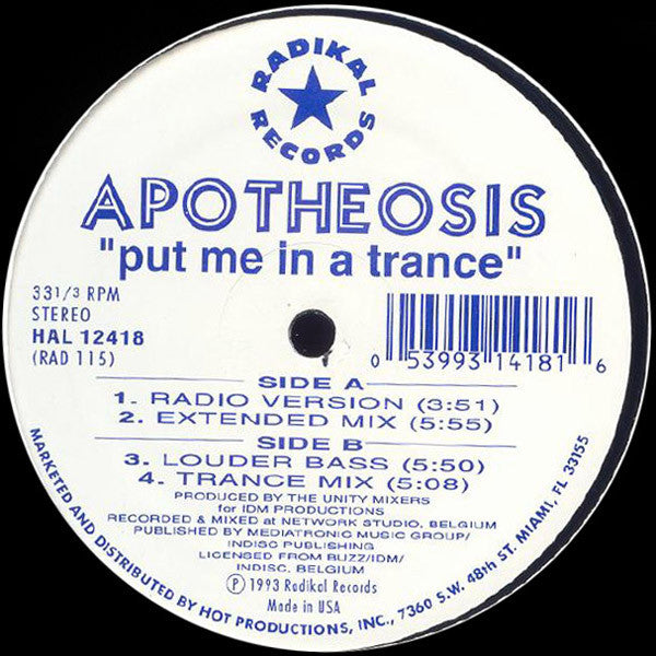 Apotheosis : Put Me In A Trance (12")