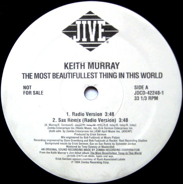 Keith Murray : The Most Beautifullest Thing In This World (12", Promo)