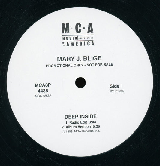 Mary J. Blige : Deep Inside (12", Single, Promo)