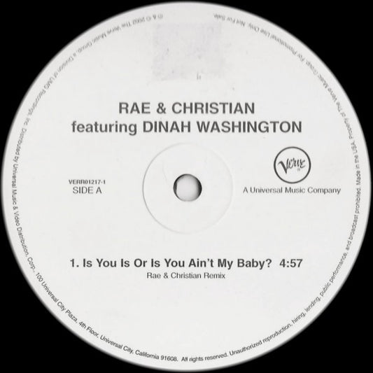 Rae & Christian Featuring Dinah Washington : Is You Is Or Is You Ain't My Baby? (12", Promo)