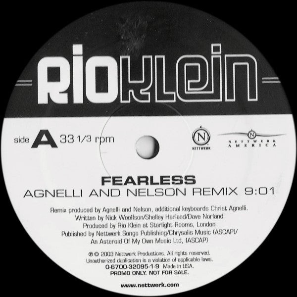 Rio Klein : Fearless (12", Promo)