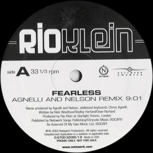 Rio Klein : Fearless (12", Promo)