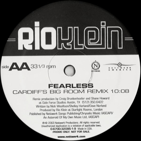 Rio Klein : Fearless (12", Promo)