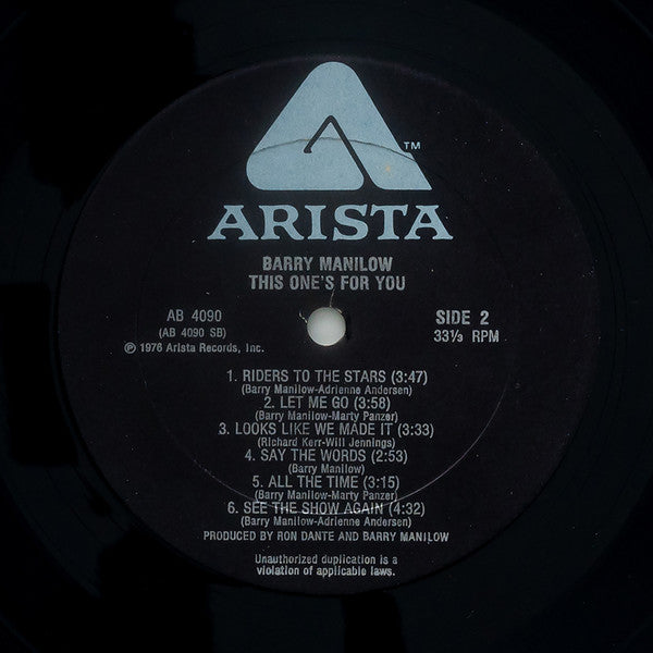 Barry Manilow : This One's For You (LP, Album, Bla)