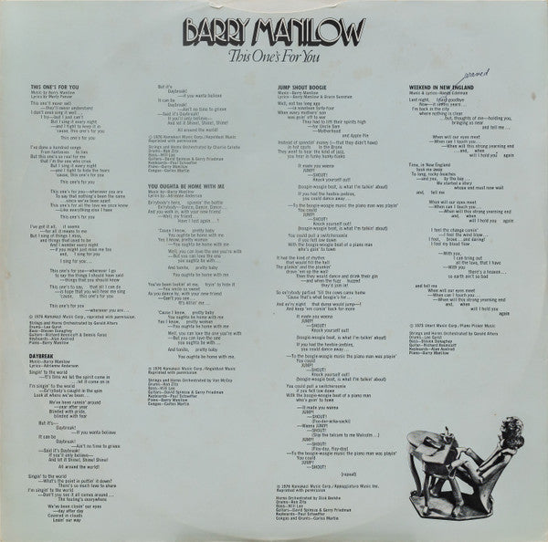 Barry Manilow : This One's For You (LP, Album, Bla)