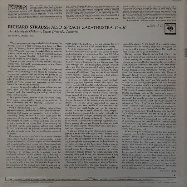 Richard Strauss - Eugene Ormandy - The Philadelphia Orchestra : Also Sprach Zarathustra, Op. 30 (LP)