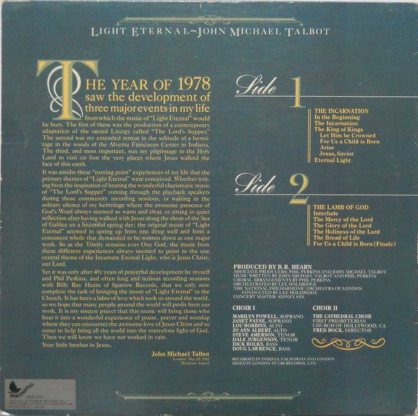 John Michael Talbot With Choir & Orchestra : Light Eternal (LP, Album)