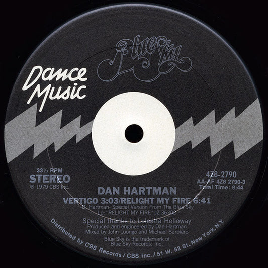 Dan Hartman : Vertigo / Relight My Fire (12", Single, P/Mixed, Pit)