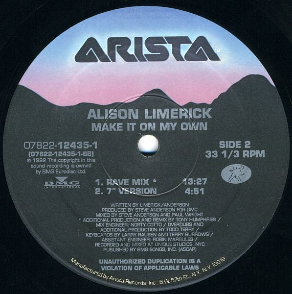 Alison Limerick : Make It On My Own (12")