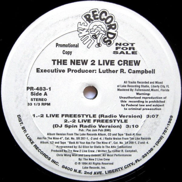 The New 2 Live Crew : 2 Live Freestyle (12", Promo)