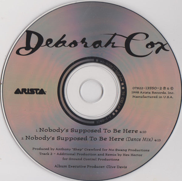 Deborah Cox : Nobody's Supposed To Be Here (CD, Single)