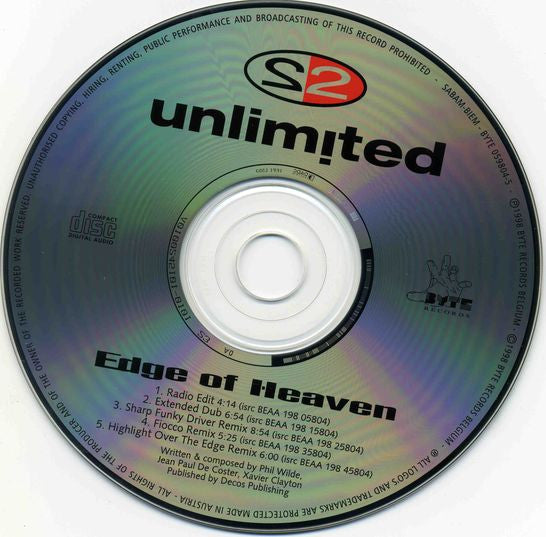 2 Unlimited : Edge Of Heaven (CD, Maxi)
