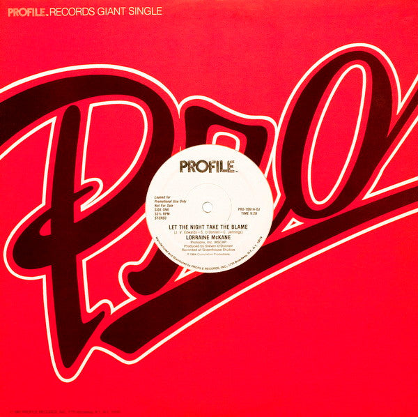 Lorraine McKane : Let The Night Take The Blame (12", Single, Promo)
