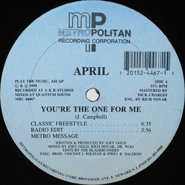 April (2) : You're The One For Me (12", Blu)