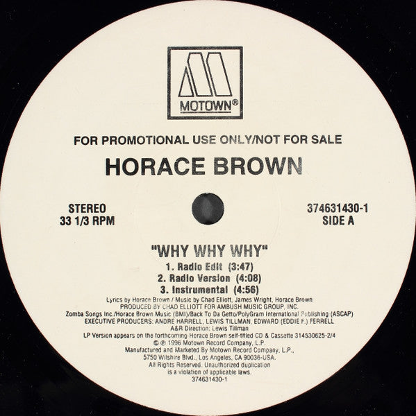 Horace Brown : Why Why Why / Things We Do For Love (12", Promo)